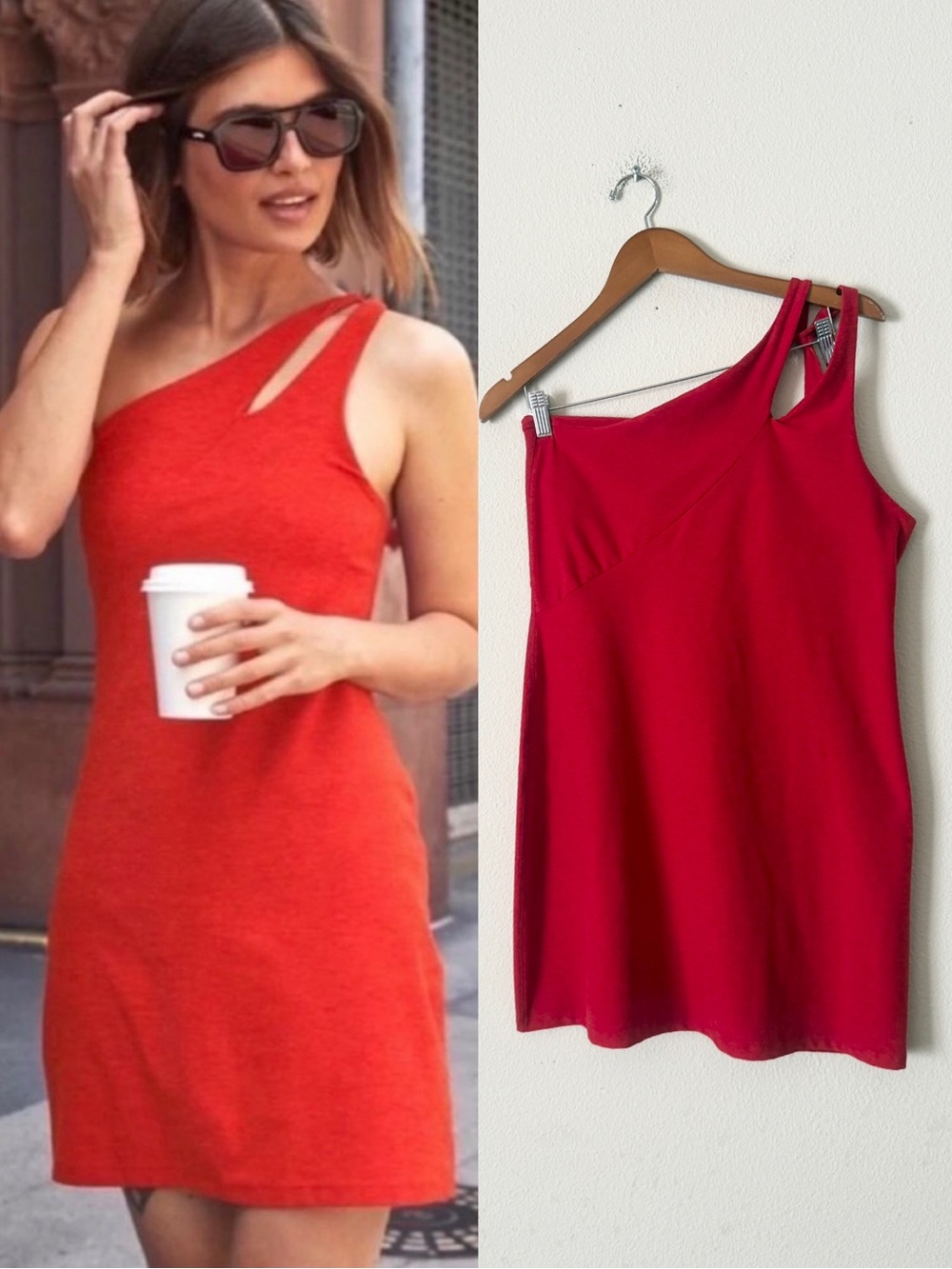 Beyond Yoga XL Spacedye Lost Your Mind one shoulder mini dress in red